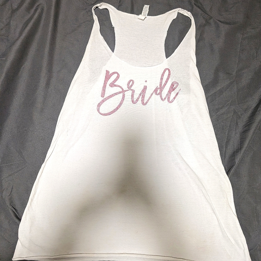 Bride tank for bride to be wedding day or bachelorette party white & pink